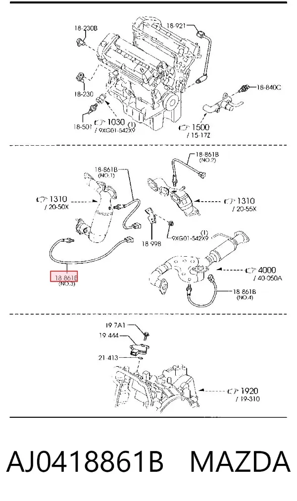 Лямбдазонд, датчик кисню до каталізатора AJ0418861B Mazda