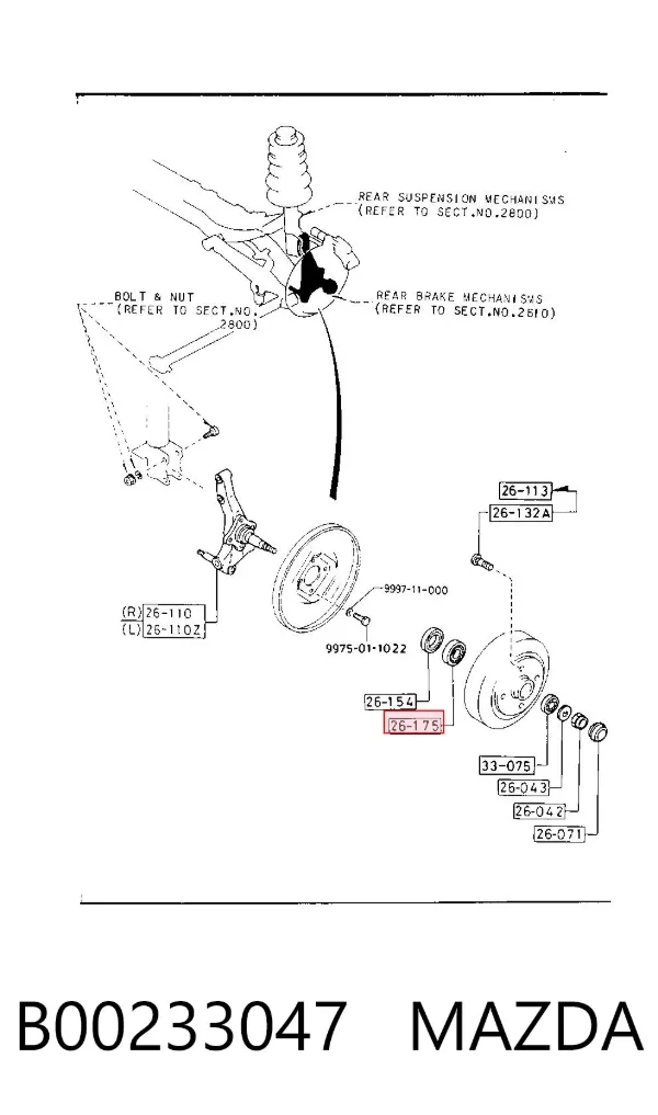 Підшипник маточини задньої, зовнішній B00233047 Mazda