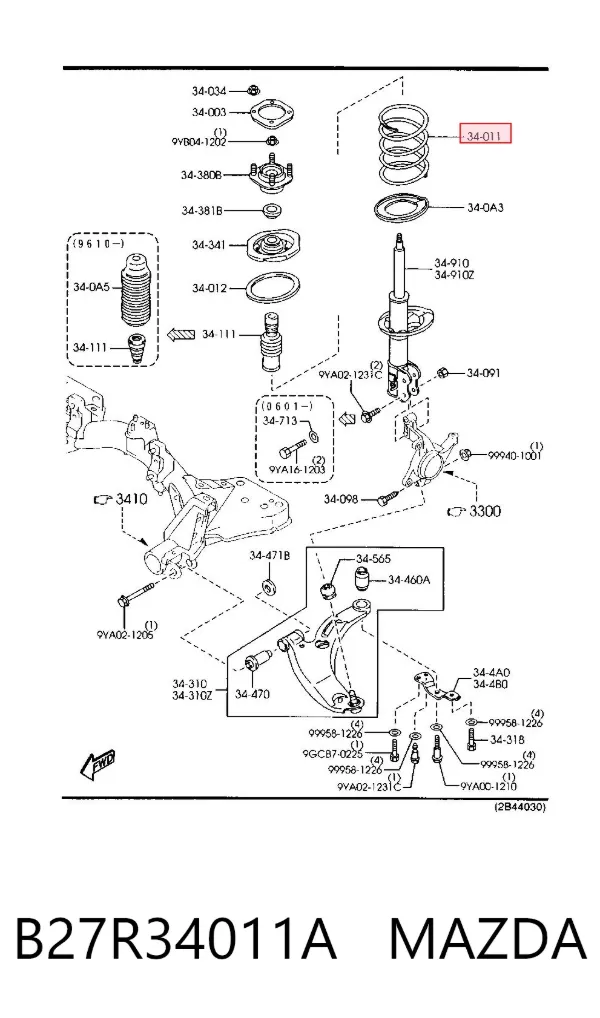 Пружина передня B27R34011A Mazda