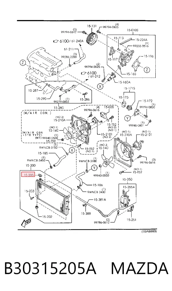 Кришка радіатора B30315205A Mazda