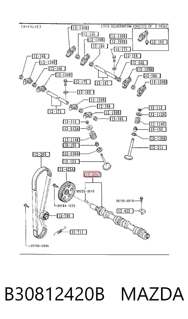Розподільний вал B30812420B Mazda