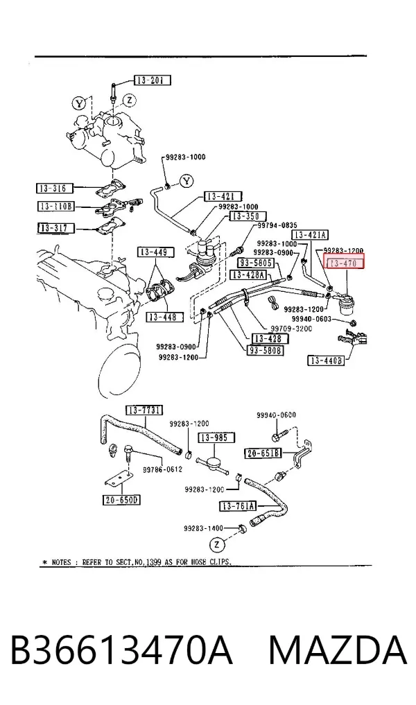 Паливний фільтр B36613470A Mazda