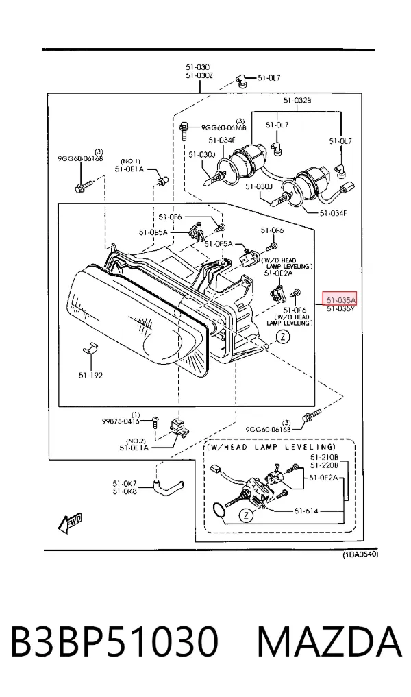 Фара права B3BP51030 Mazda