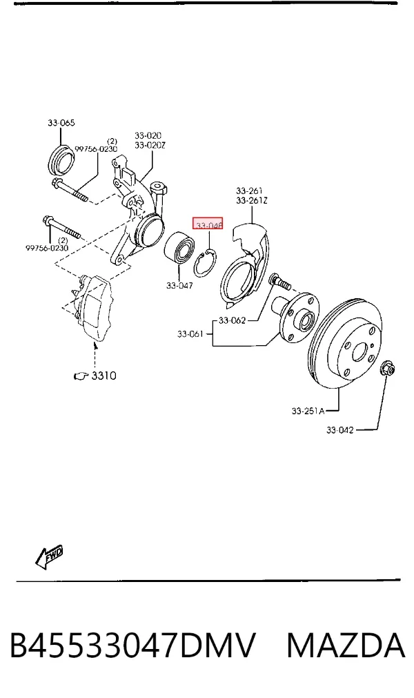 Підшипник ступиці B45533047DMV Mazda