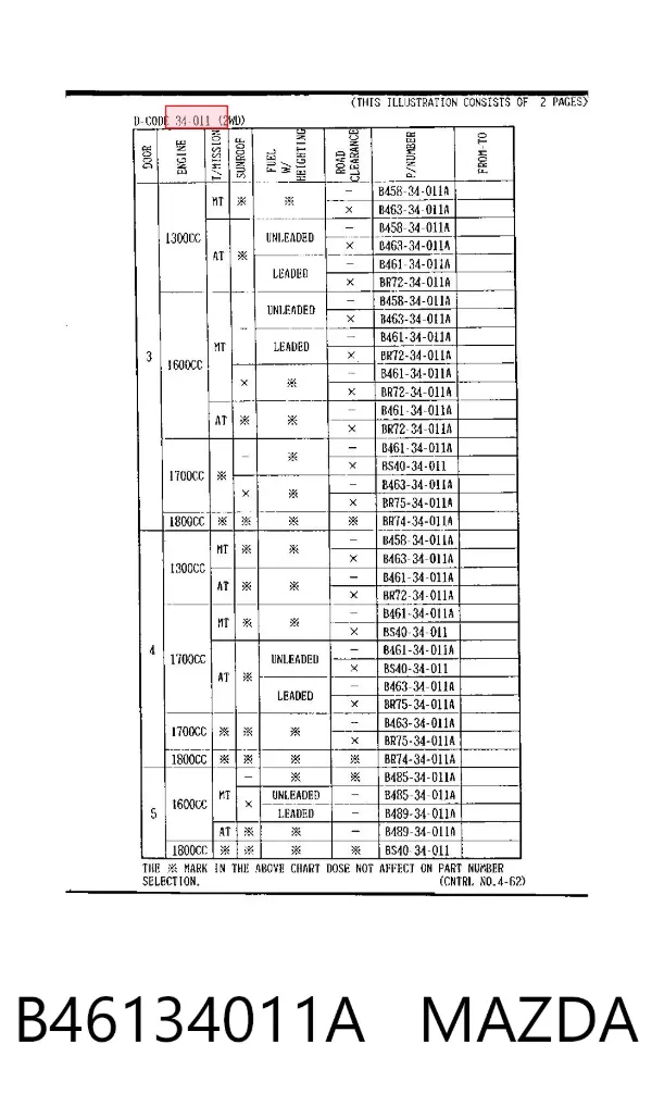 Пружина передня B46134011A Mazda