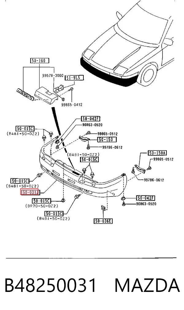 Передній бампер B48250031 Mazda
