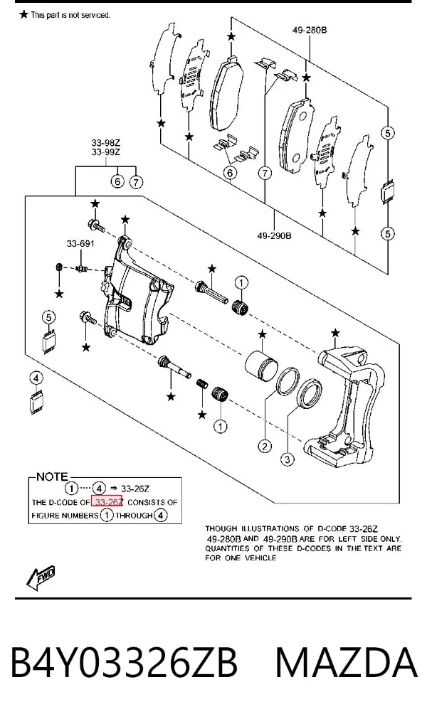 Ремкомплект переднього супорту B4Y03326ZB Mazda