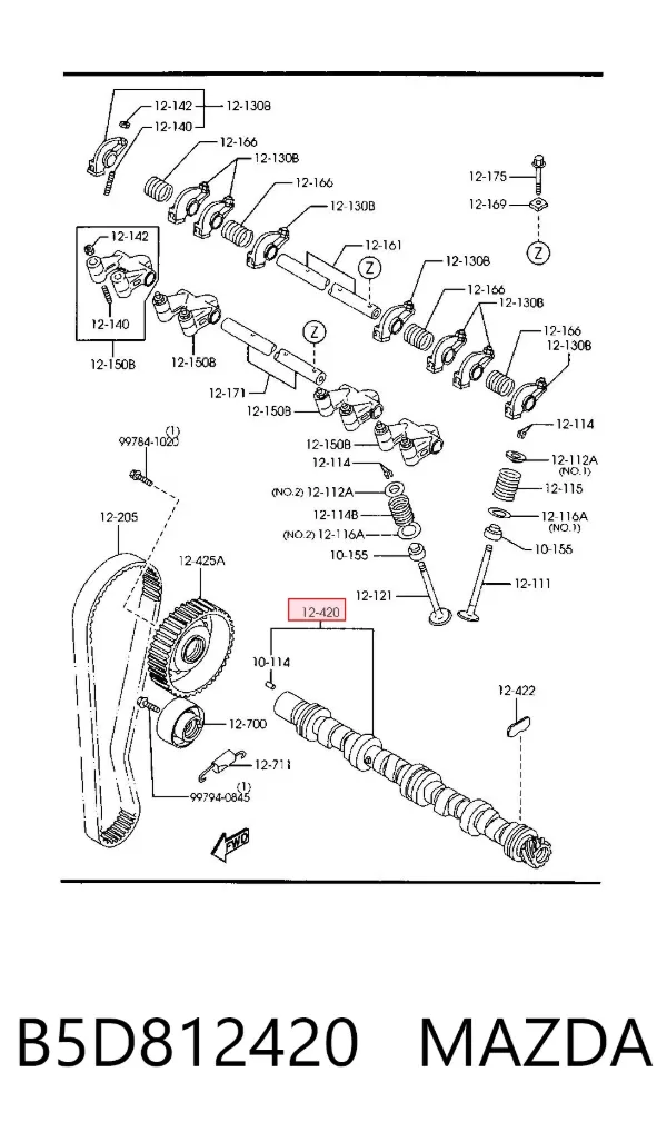 Розподільний вал B5D812420 Mazda