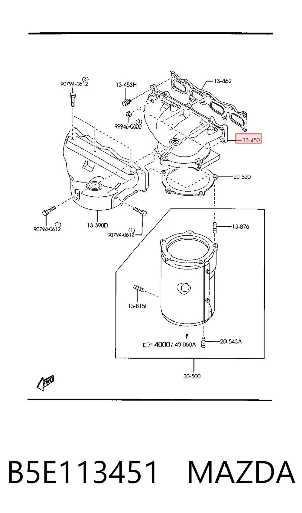 Випускний колектор B5E113451 Mazda