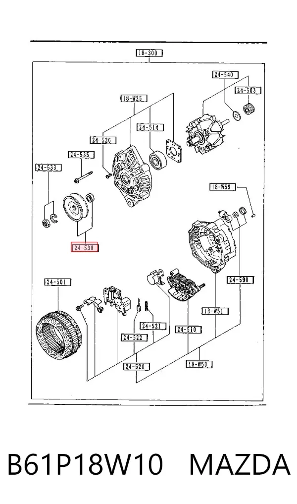 Шків генератора B61P18W10 Mazda