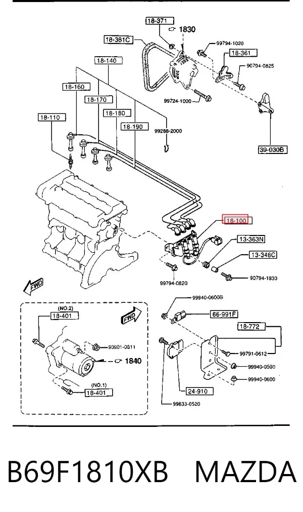 Котушка запалювання B69F1810XB Mazda