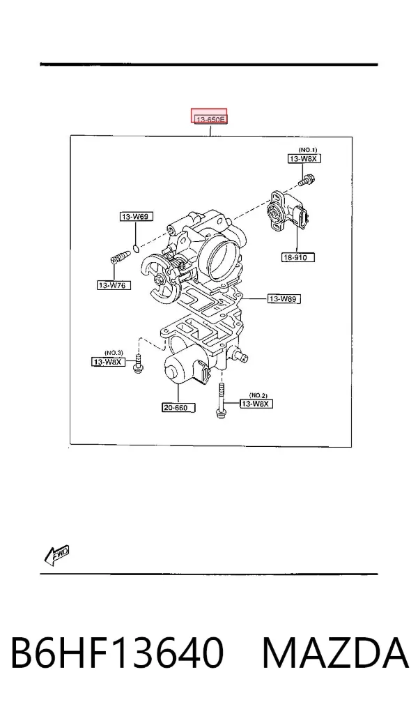 Дросільна заслінка B6HF13640 Mazda