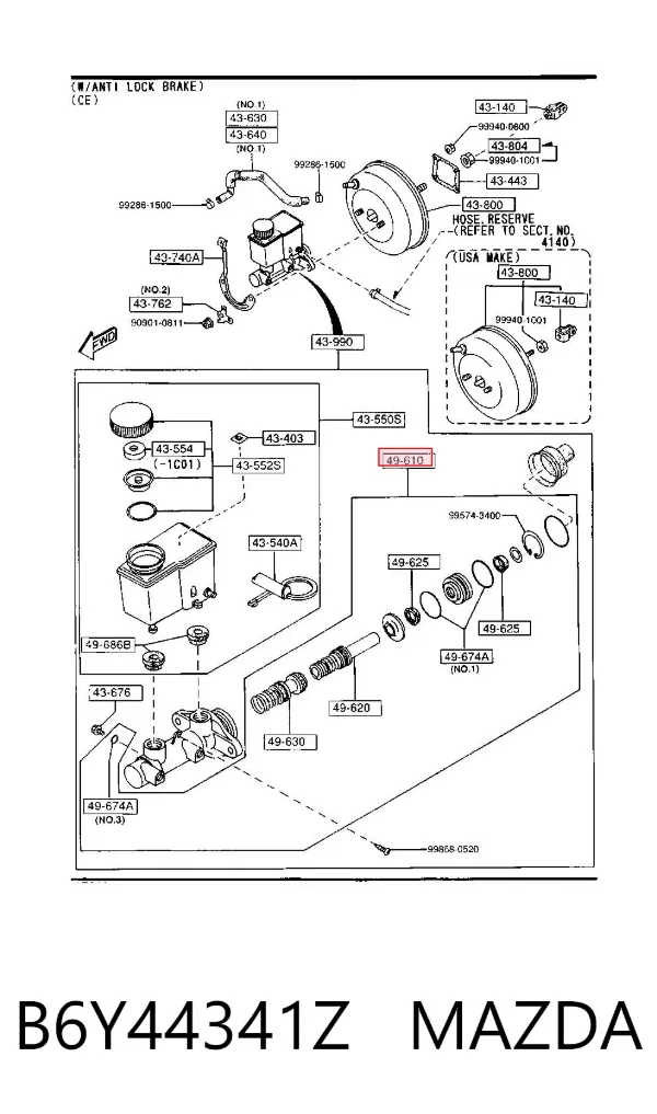 Ремкомплект гальмівного циліндру B6Y44341Z Mazda