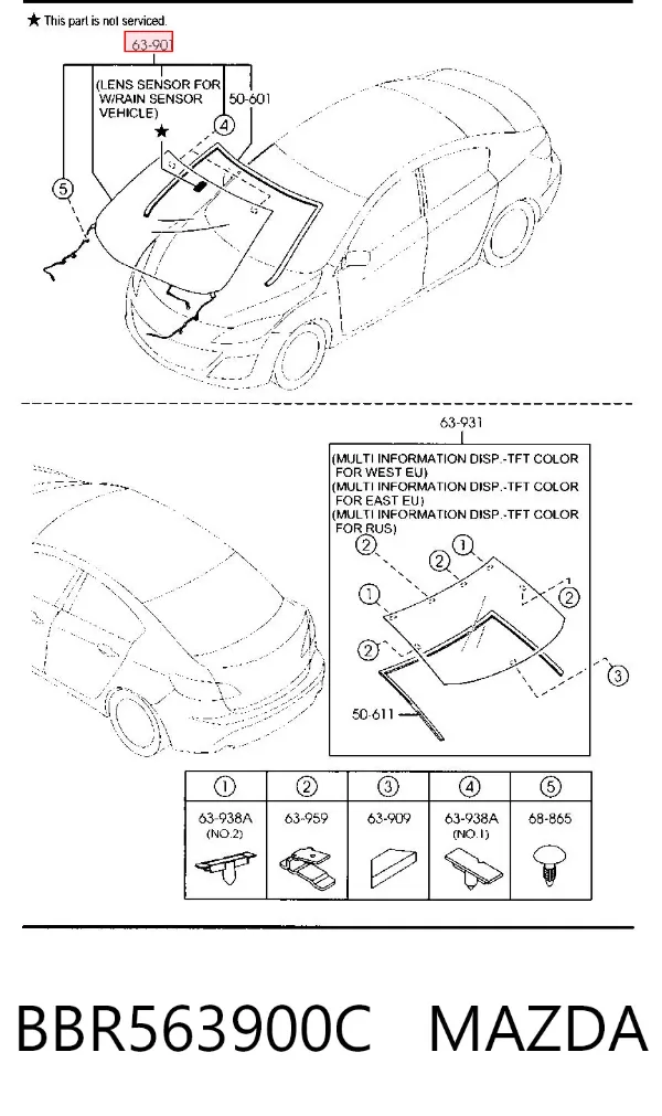 Лобове скло BBR563900C Mazda