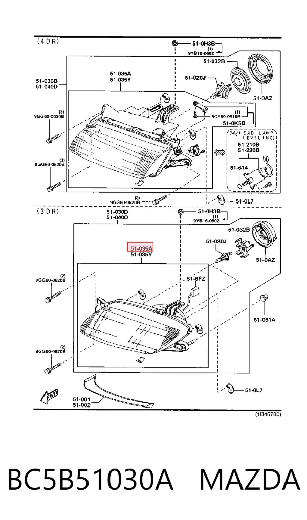 Фара права Mazda 323 C V