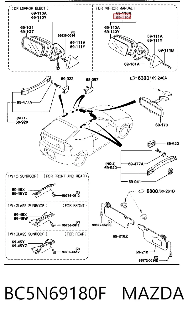 Ліве бокове дзеркало Mazda 323 C V