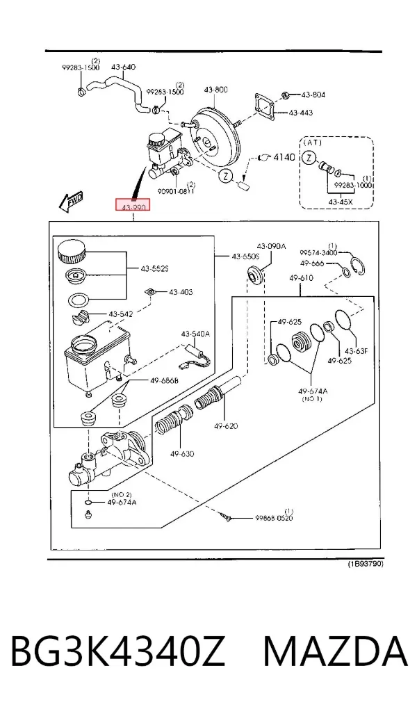 Головний гальмівний циліндр BG3K4340Z Mazda