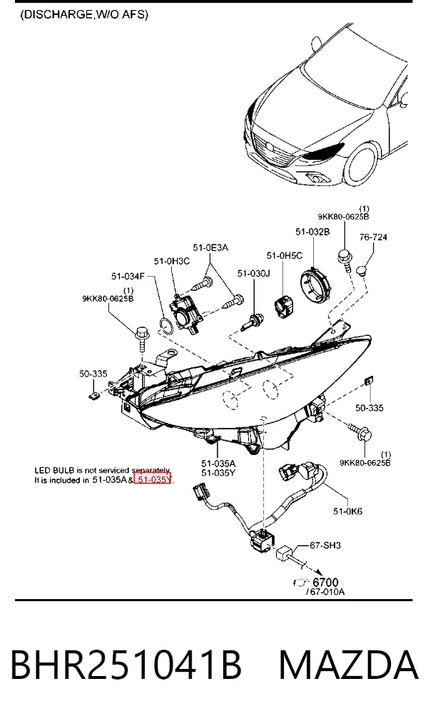 Фара ліва BHR251041B Mazda
