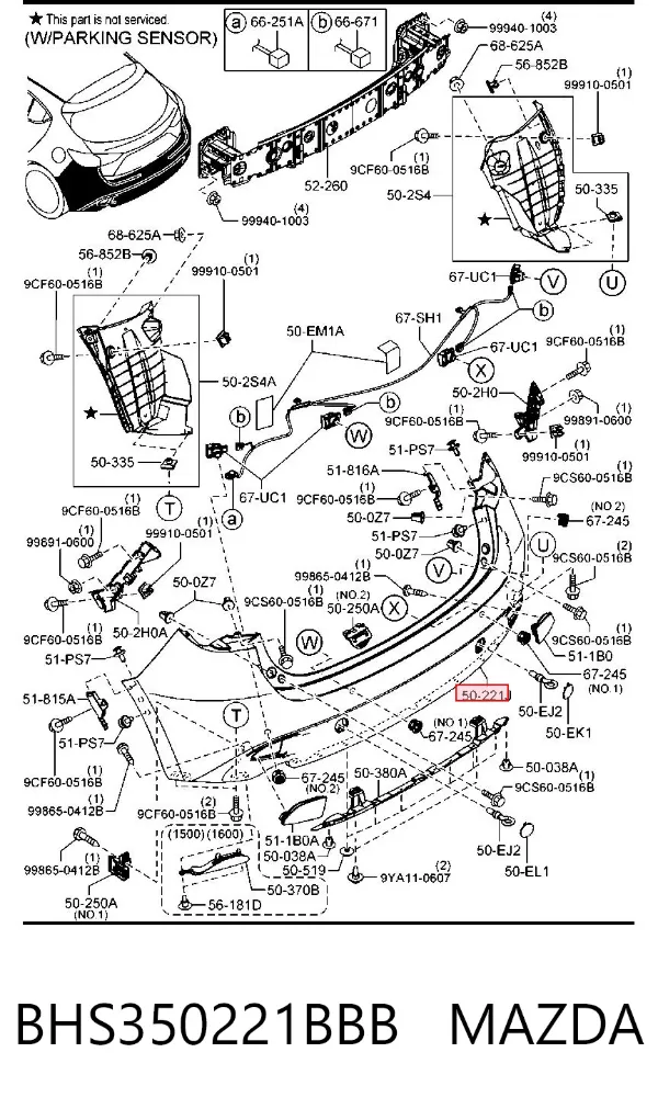 Задній бампер BHS350221BBB Mazda