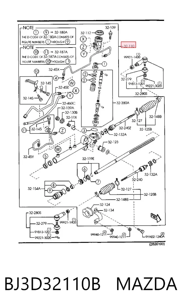 Рульова рейка BJ3D32110B Mazda