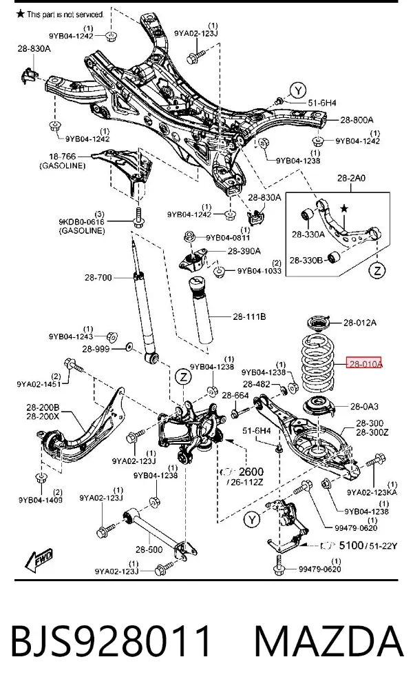 Задні пружини BJS928011 Mazda