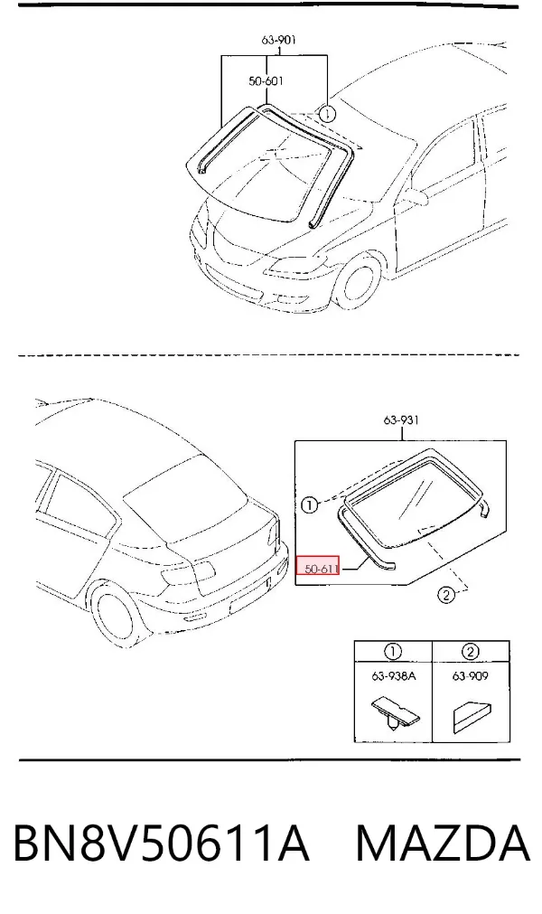 Молдинг заднього скла BN8V50611A Mazda