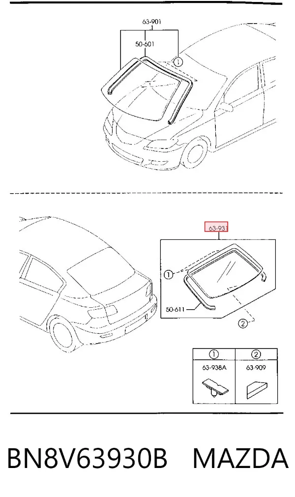 Заднє скло Mazda 3 BK12