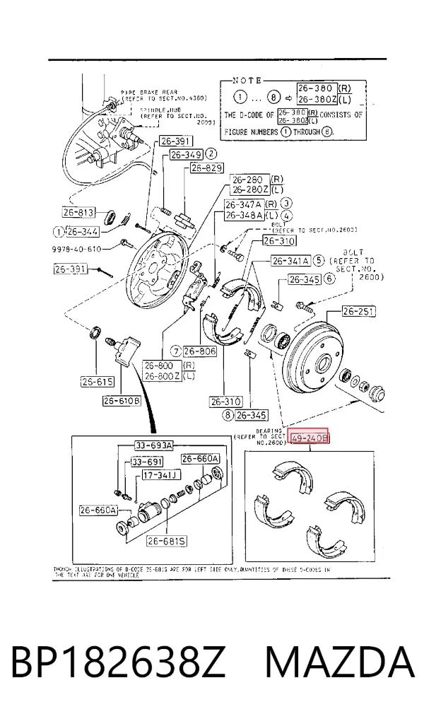 Колодки гальмові задні, барабанні BP182638Z Mazda