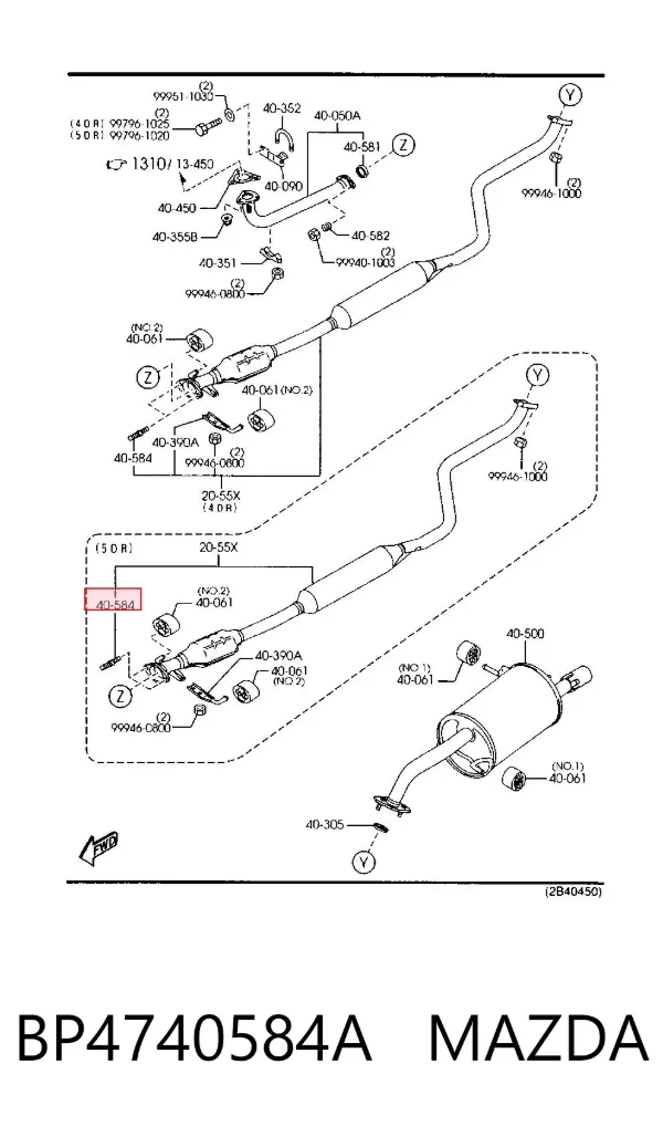 Шпилька випускного колектора BP4740584A Mazda