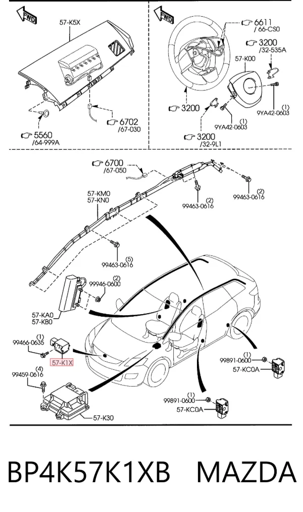 Датчик удару BP4K57K1XB Mazda