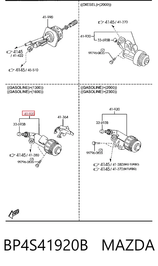Робочий циліндр зчеплення BP4S41920B Mazda