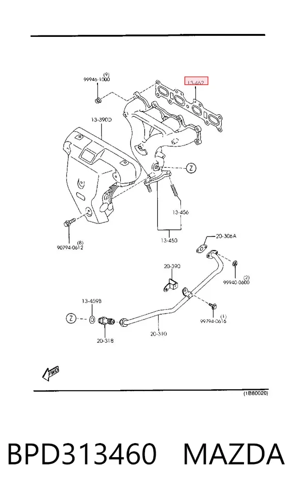 Прокладка колектора BPD313460 Mazda
