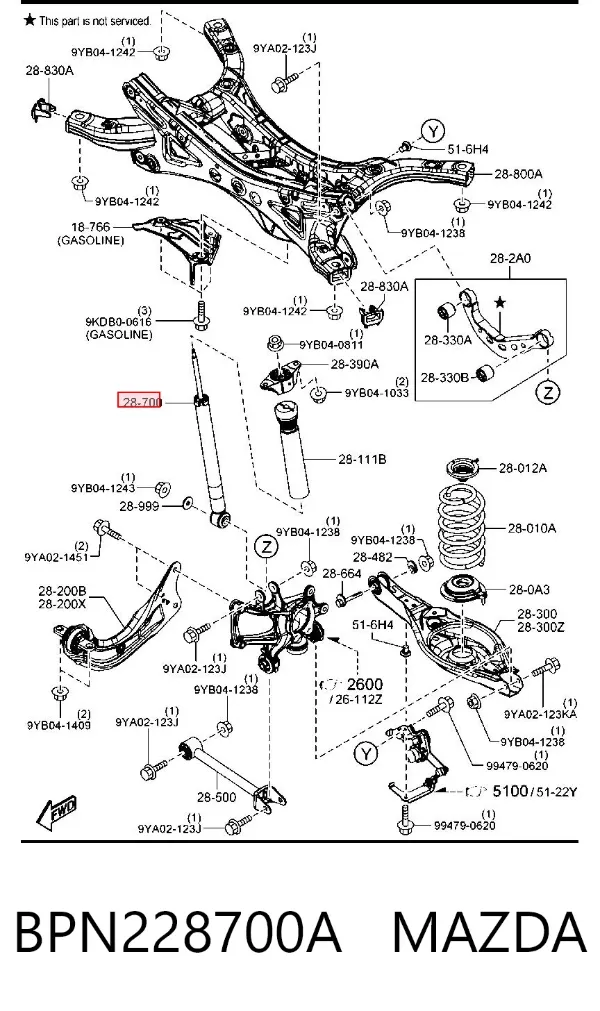 Амортизатор задній BPN228700A Mazda
