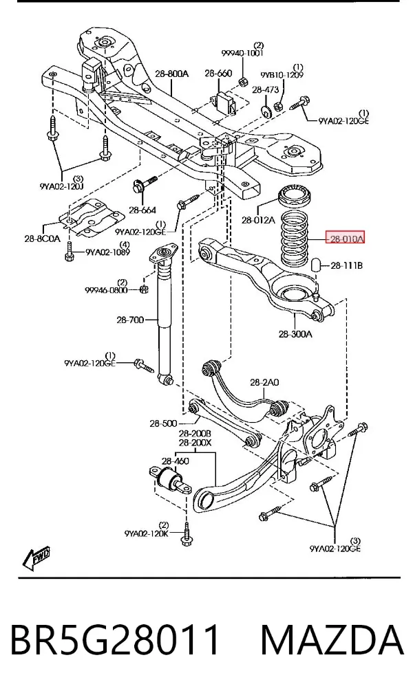 Задні пружини BR5G28011 Mazda