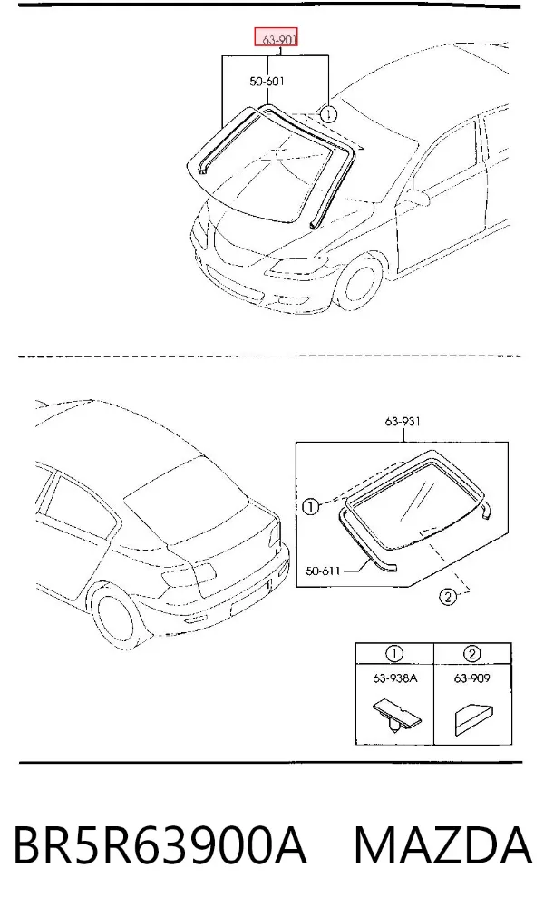Лобове скло BR5R63900A Mazda