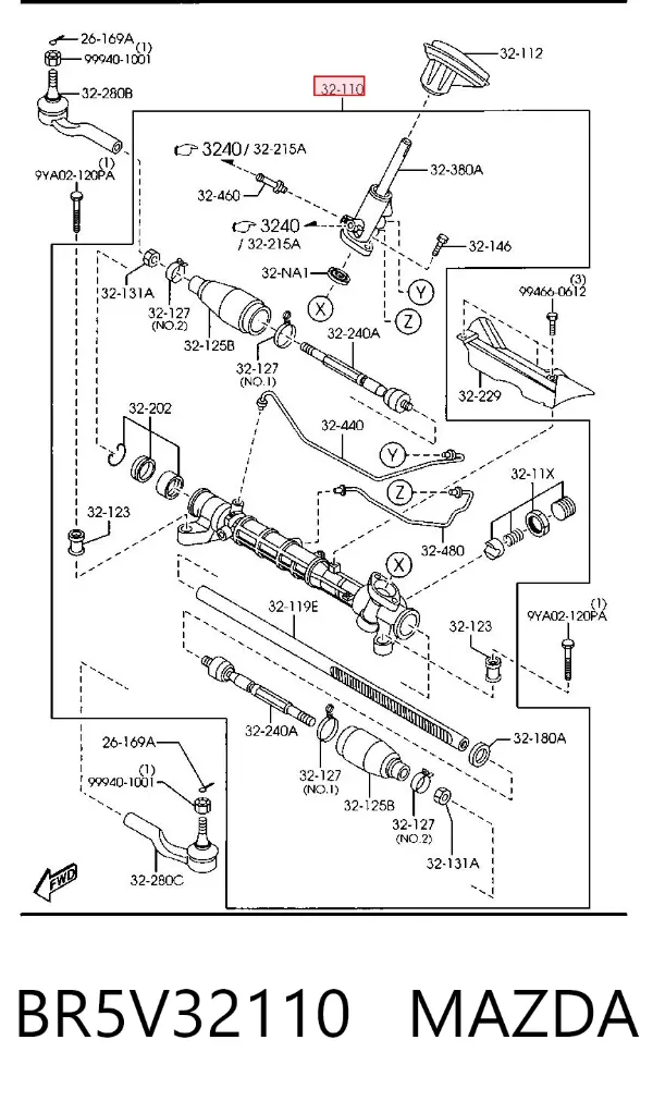 Рульова рейка BR5V32110 Mazda