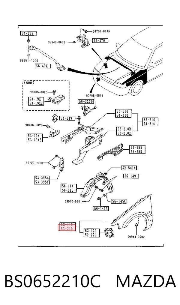 Крило переднє ліве BS0652210C Mazda