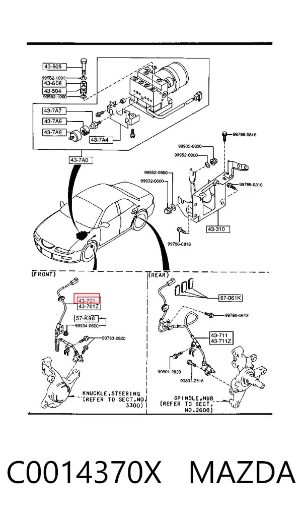 Датчик АБС (ABS) передній, правий C0014370X Mazda