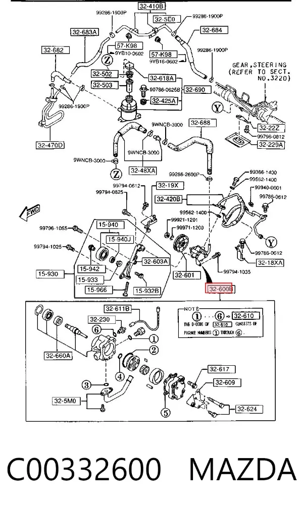 Насос ГУР C00332600 Mazda