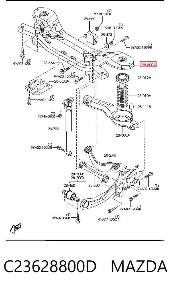 Балка задня C23628800D Mazda