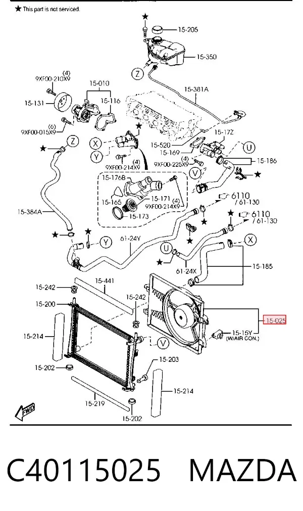 Вентилятор охолодження радіатора C40115025 Mazda