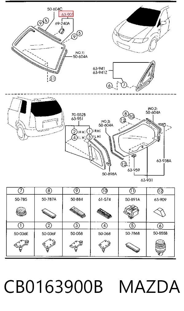 Лобове скло CB0163900B Mazda