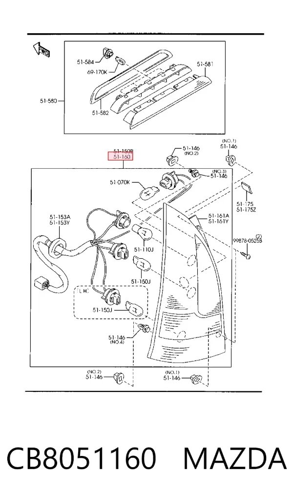Накладка під задній ліхтар, лівий CB8051160 Mazda