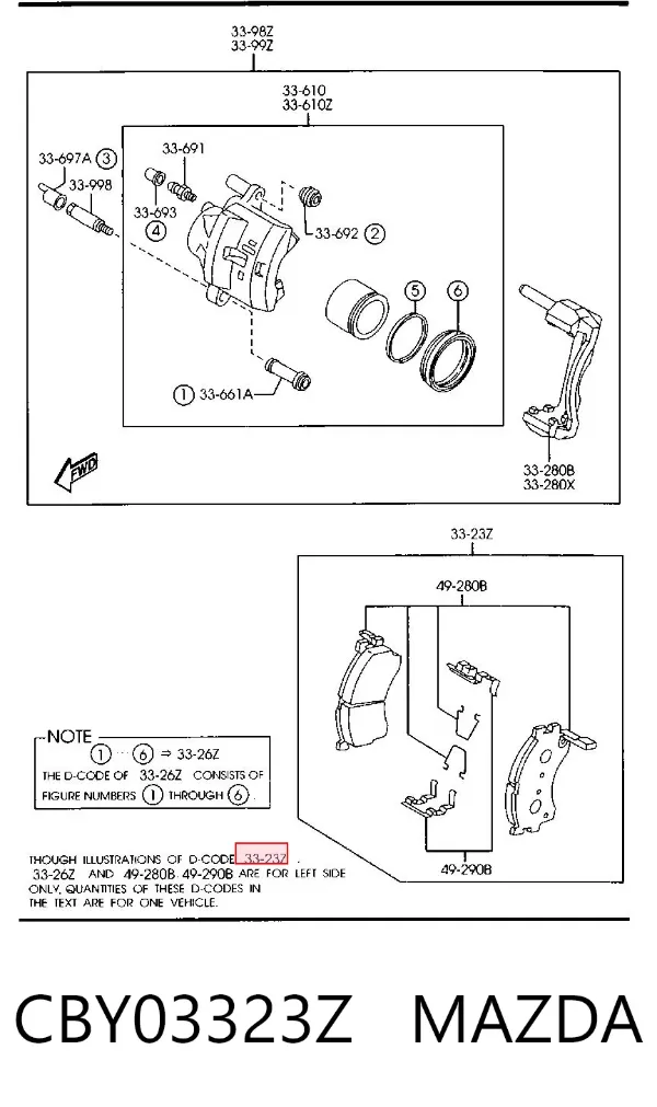 Передні тормозні колодки CBY03323Z Mazda