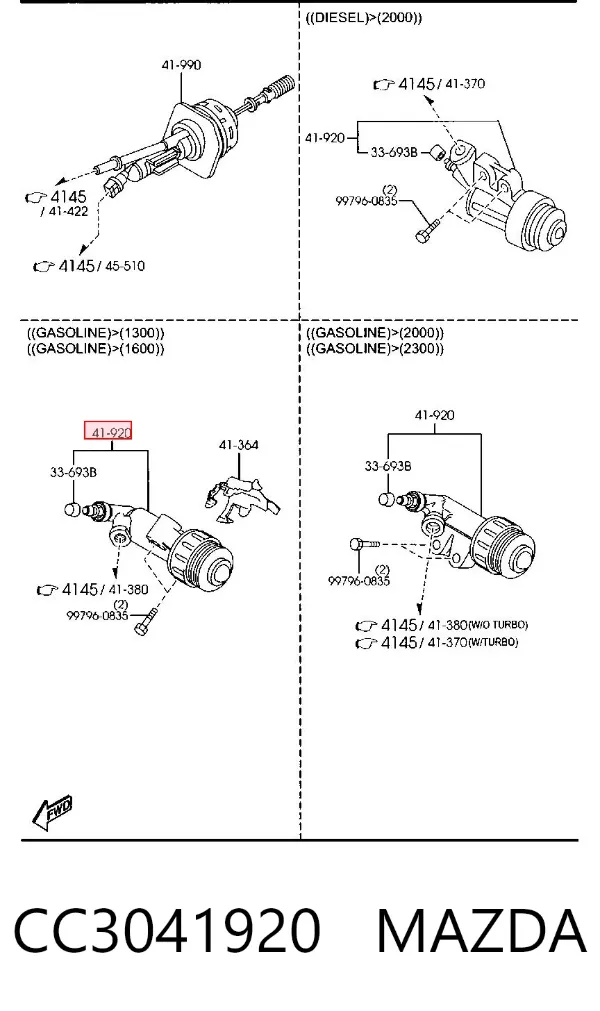 Робочий циліндр зчеплення CC3041920 Mazda