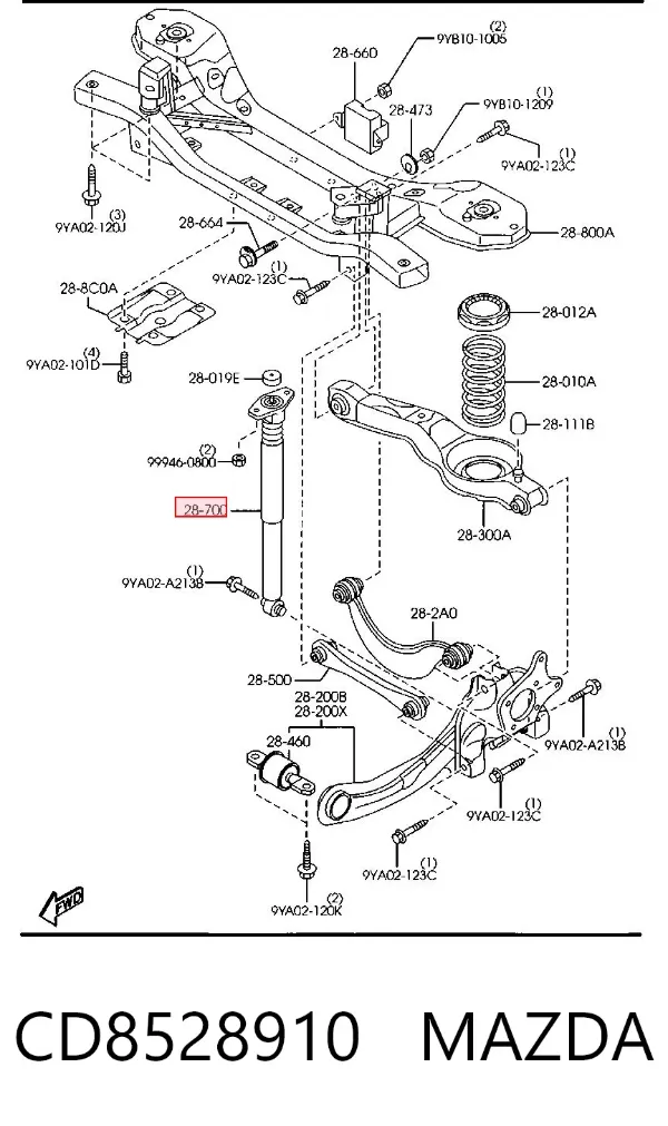 Амортизатор задній CD8528910 Mazda