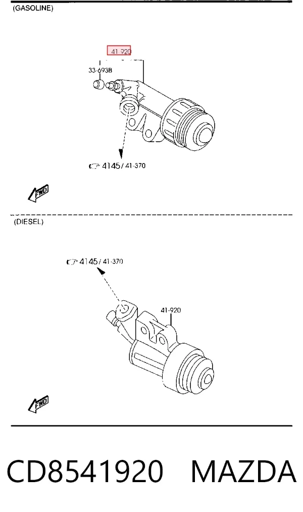 Робочий циліндр зчеплення CD8541920 Mazda