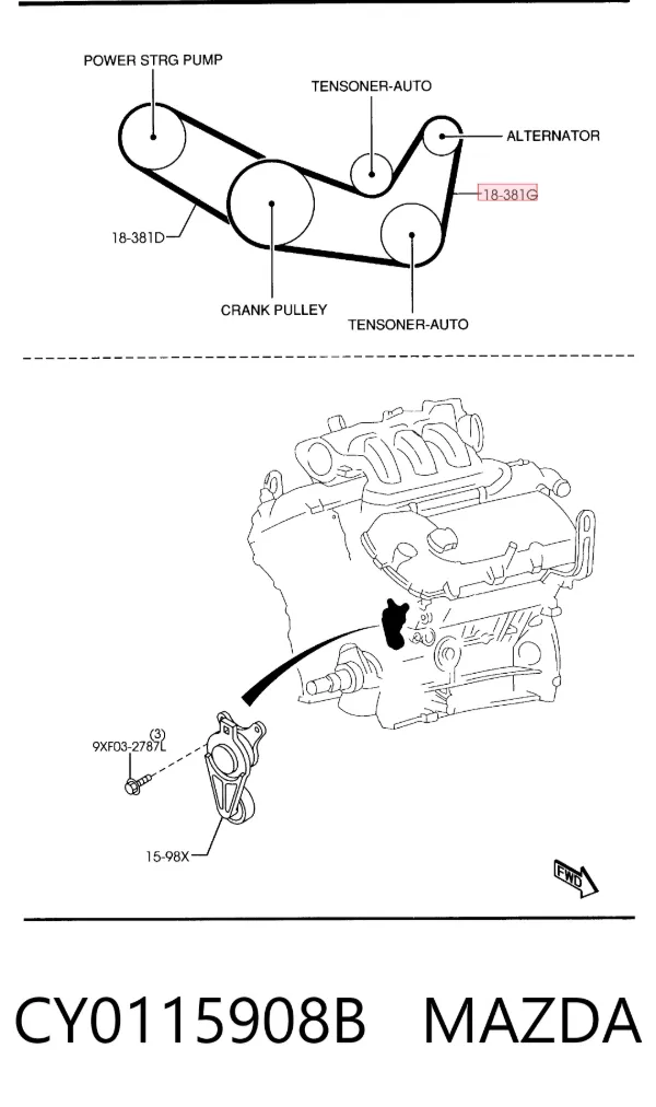 Ремінь генератора CY0115908B Mazda