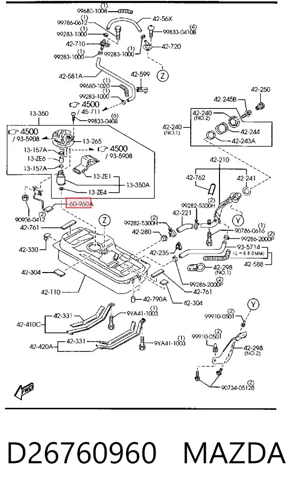 Датчик рівня палива D26760960 Mazda