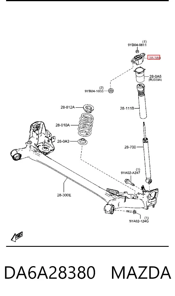 Опора амортизатора заднього DA6A28380 Mazda